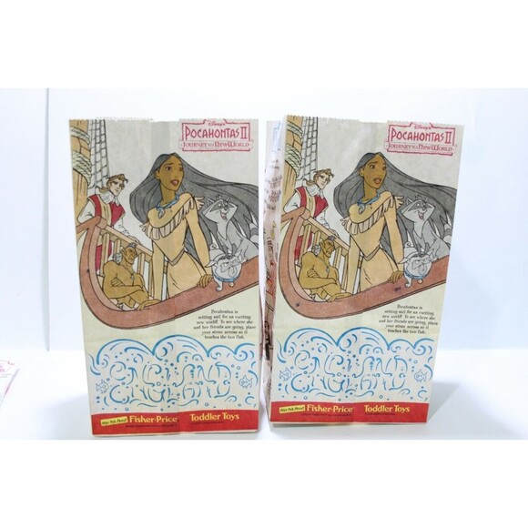 Disney Happy Meal McDonalds Paper Bag Pocahontas II Lady and Tramp Lot of 2 1998 - Picture 1 of 9
